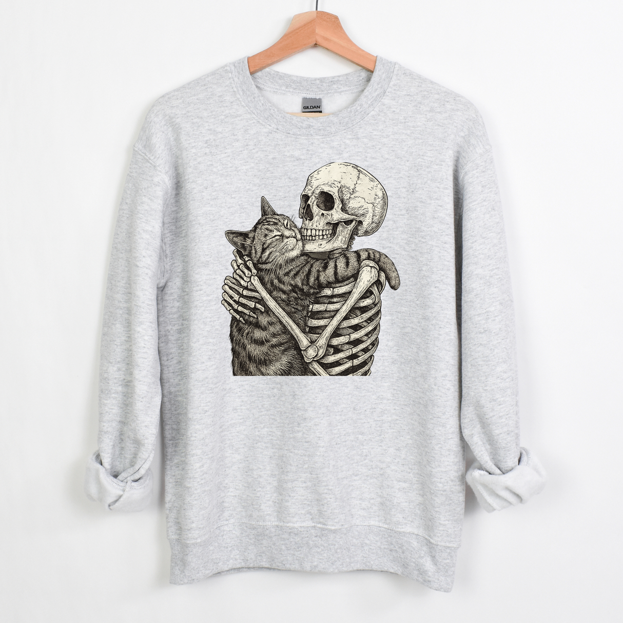 Skeleton Hugging Cat Sweatshirt