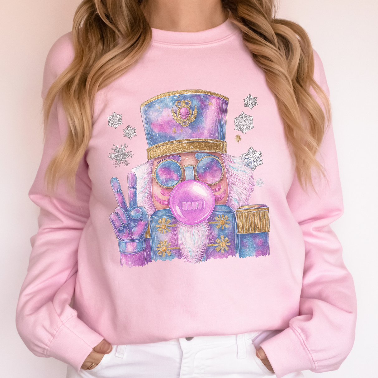 PINK NUTCRACKER BLOWING BUBBLEGUM