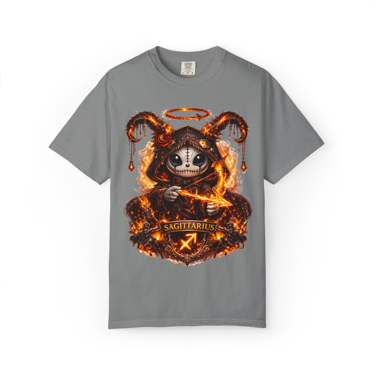 Fiery Sagittarius Skull Archer T-shirt | Zodiac Archer Graphic Tee