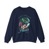Unlock Your Inner Power crewneck sweatshirt | Moth, rose, moon illustration