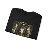 Taurus Dark Cute Goat Spirit Illustration Sweatshirt | Occult, Neon Green Zodiac