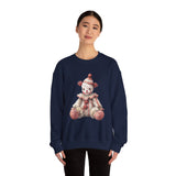 Vintage Rag Doll Clown Sweatshirt | Cute Sitting Clown Illustration