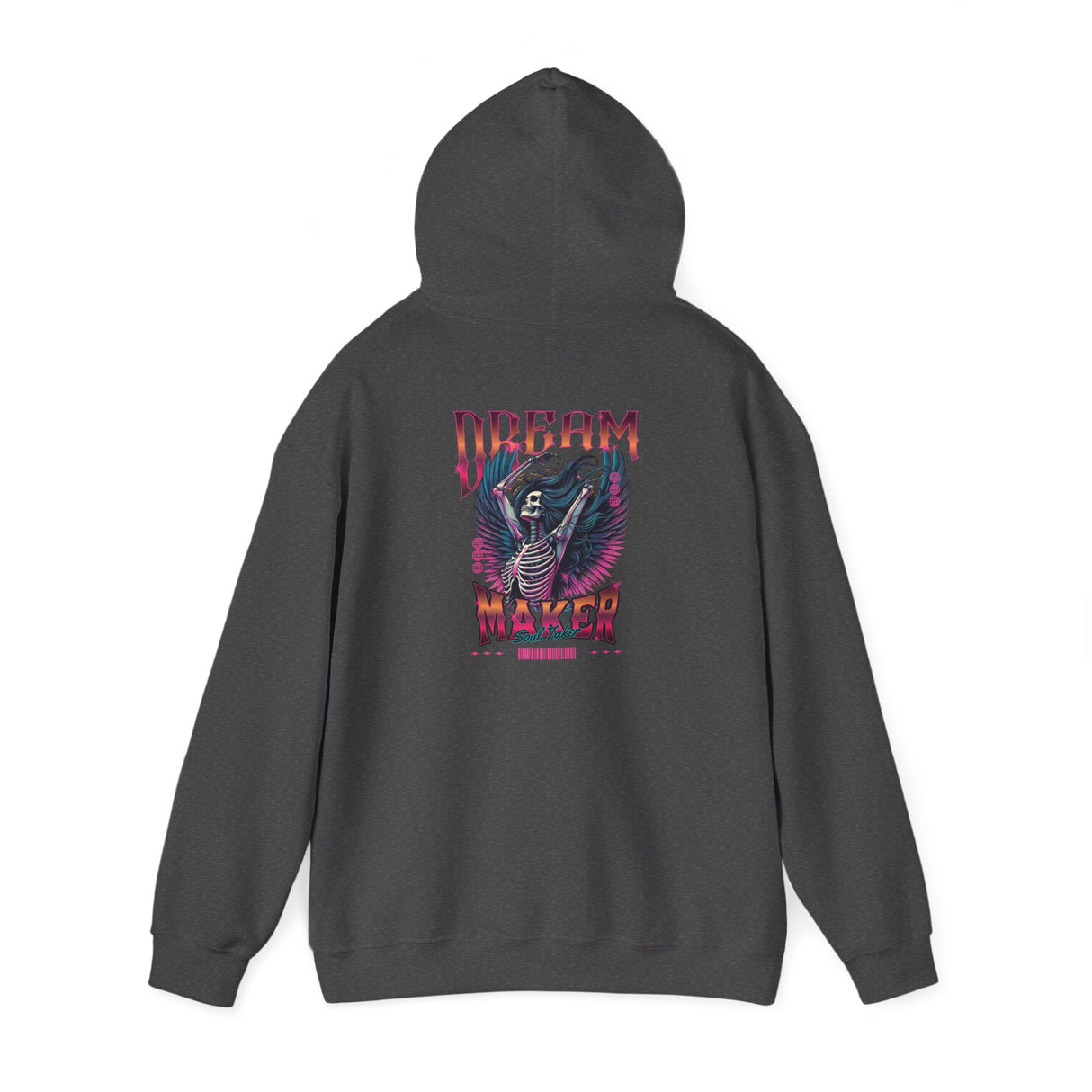 Dream Maker Skeleton Angel Hoodie ON THE BACK OF THE HOODIE | Neon Gothic Wings, Retro Vaporwave