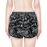 Women's Relaxed Skull Print Shorts - Metal Mama Goth Inspired