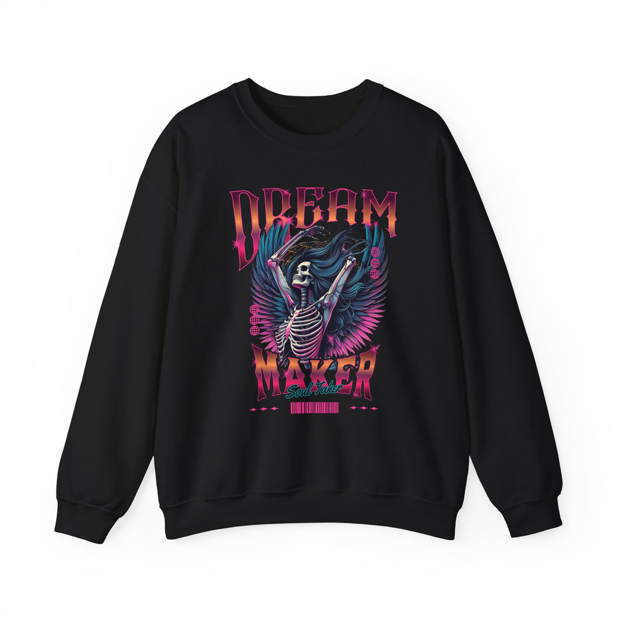 Dream Maker Skeleton with Wings Crewneck Sweatshirt | Gothic Rock Graphic