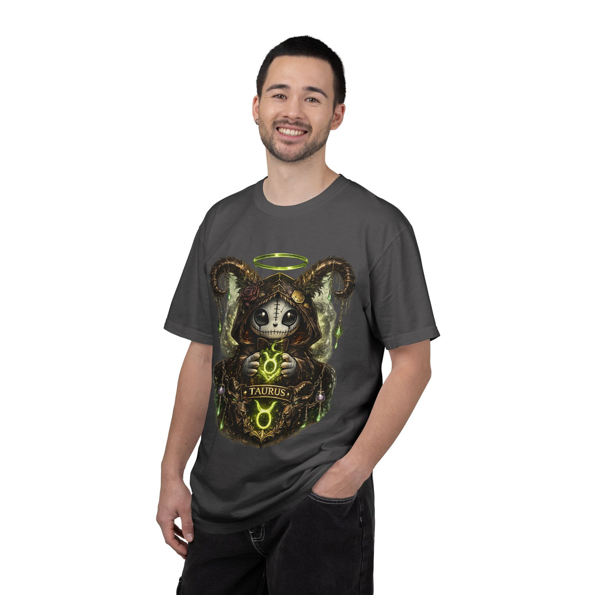 Taurus Ram Headdress Skull T-shirt | Zodiac Astrology Graphic Tee