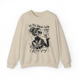 Karma Fairy Skeleton Illustration Crewneck Sweatshirt | Goth Skull Art, Boho Butterfly