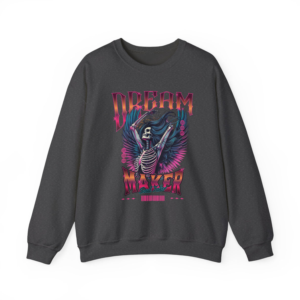 Dream Maker Skeleton with Wings Crewneck Sweatshirt | Gothic Rock Graphic