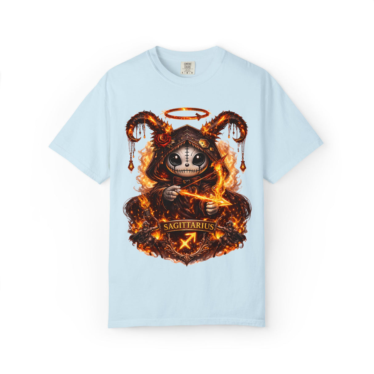 Fiery Sagittarius Skull Archer T-shirt | Zodiac Archer Graphic Tee
