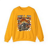 Hell on Wheels car graphic Sweatshirt | retro muscle car, flaming gates, vintage racing