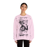 Karma Fairy Skeleton Illustration Crewneck Sweatshirt | Goth Skull Art, Boho Butterfly