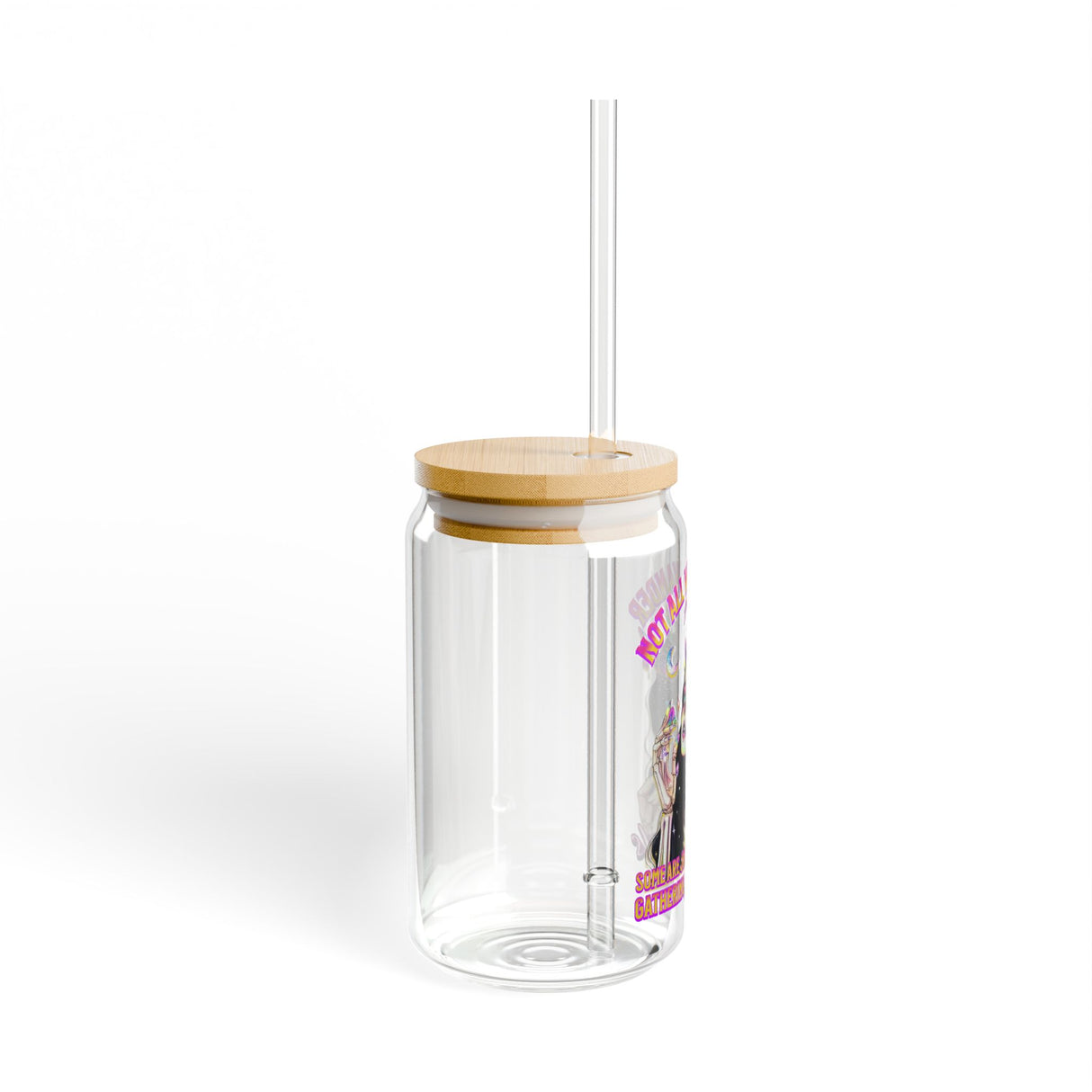 *EXCLUSIVE* NOT ALL WHO WANDER ARE LOST - SOME ARE GATHERING CRYSTALS - Sipper Glass - 16oz with Tattoo-Inspired Design