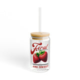 *EXCLUSIVE* FERAL AND SWEET - Motivational Sipper Glass - 16oz with Tattoo-Inspired Design