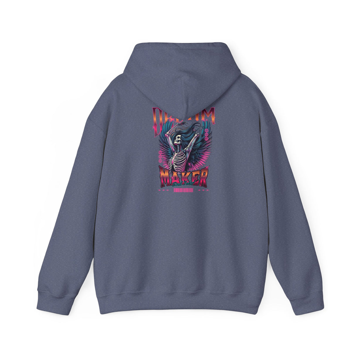Dream Maker Skeleton Angel Hoodie ON THE BACK OF THE HOODIE | Neon Gothic Wings, Retro Vaporwave