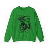 Karma Fairy Skeleton Illustration Crewneck Sweatshirt | Goth Skull Art, Boho Butterfly