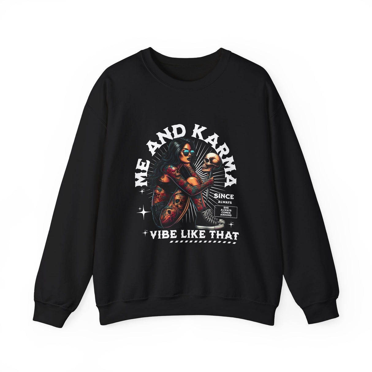 Me and Karma skull woman illustration Crewneck Sweatshirt | Vibe Like That