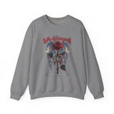Life Whispers Keep Going Rose Skeleton Chest Crewneck Sweatshirt | Gothic Moon Graphic