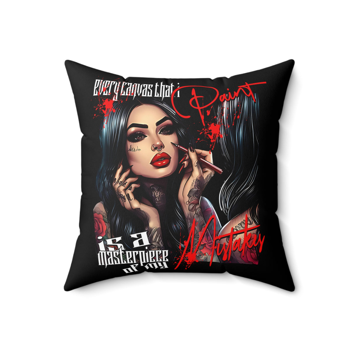 Every Masterpiece That I Paint Is A Masterpiece of My Mistakes - Colorful Skull Decor Pillow - 'Selfless: Make Your Life Extraordinary'