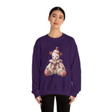 Vintage Rag Doll Clown Sweatshirt | Cute Sitting Clown Illustration