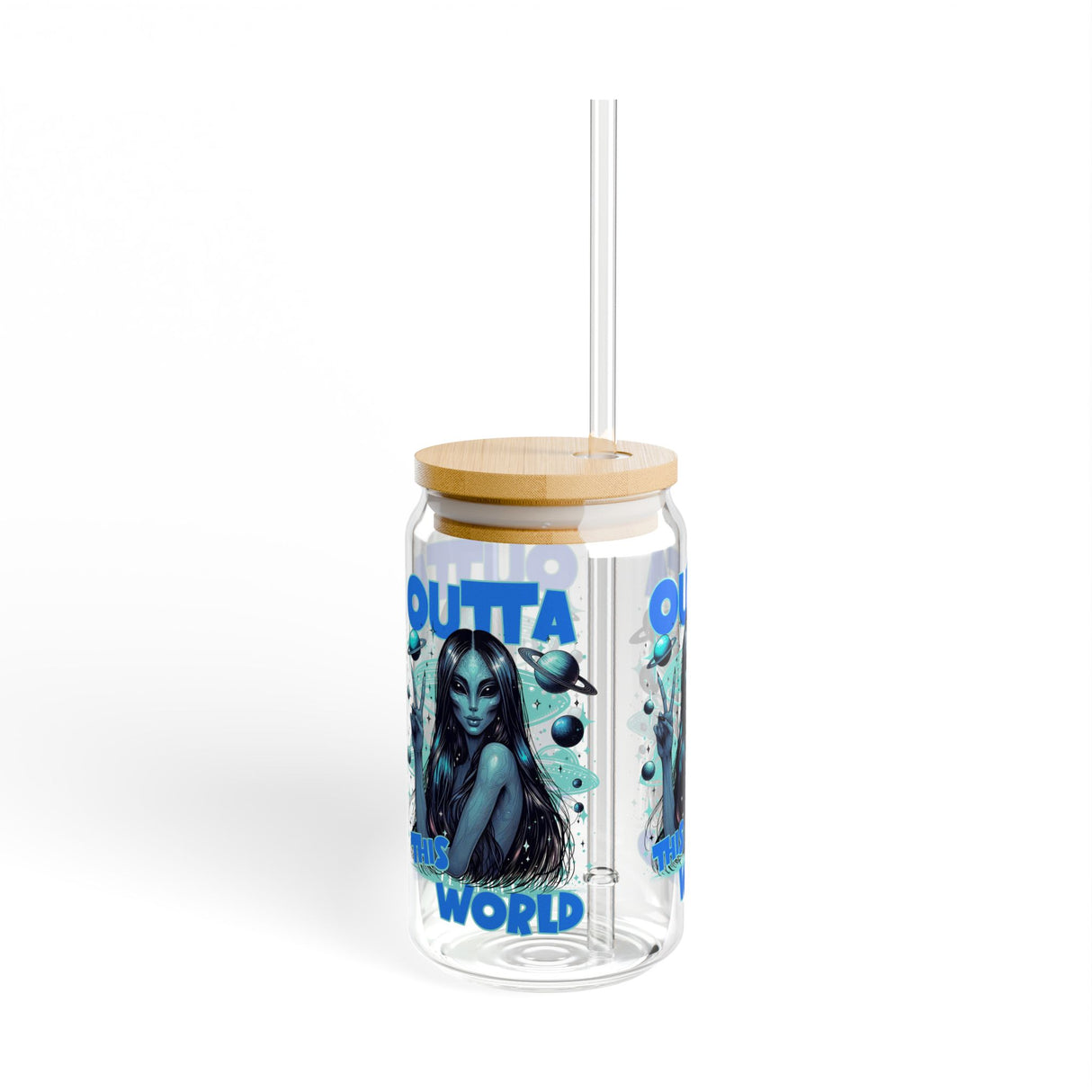 OUT OF THIS WORLD - ALIEN INSPIRED - Sipper Glass - 16oz with Tattoo-Inspired Design