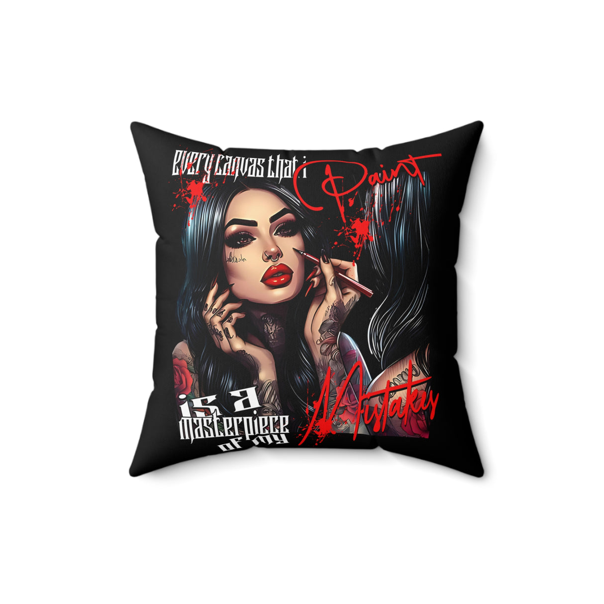 Every Masterpiece That I Paint Is A Masterpiece of My Mistakes - Colorful Skull Decor Pillow - 'Selfless: Make Your Life Extraordinary'