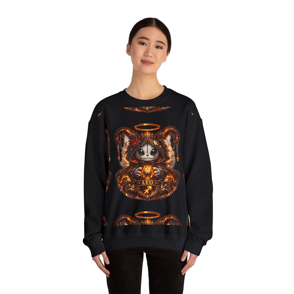 Leo Zodiac Skeleton Jester Crewneck Sweatshirt | Astrological Scorpio Style
