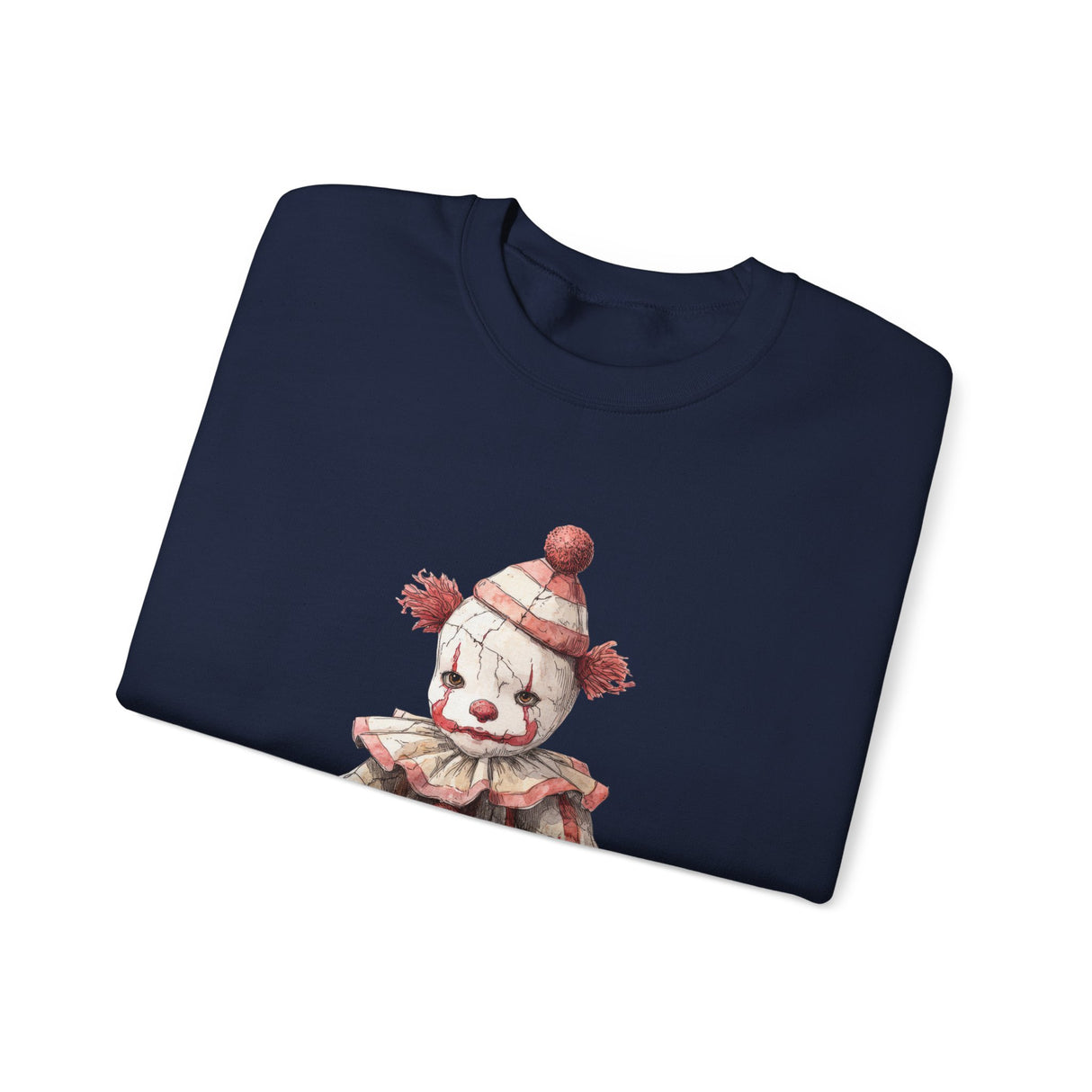 Vintage Rag Doll Clown Sweatshirt | Cute Sitting Clown Illustration