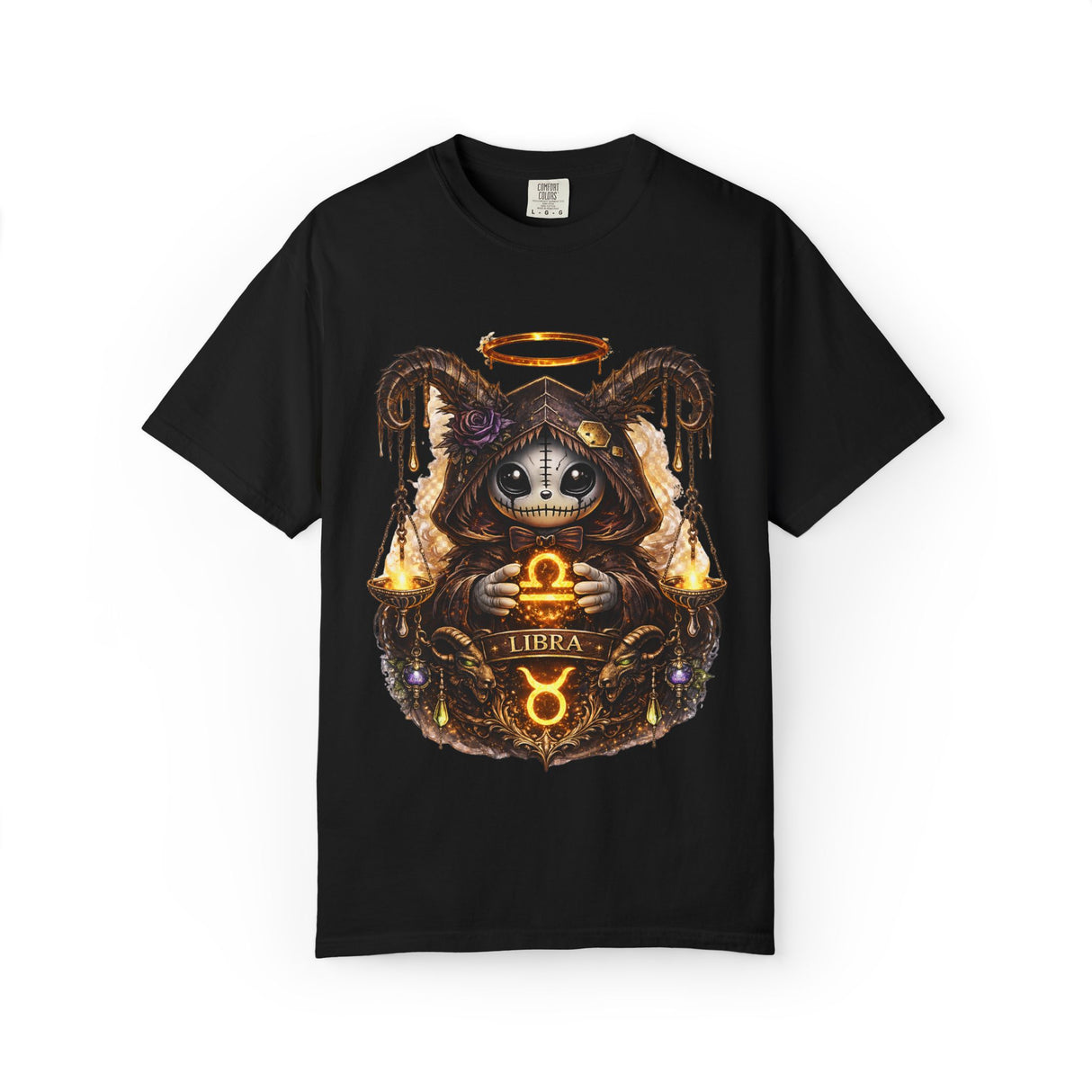 Libra Demon Cat zodiac scales T-Shirt | Astrology spooky occult tee