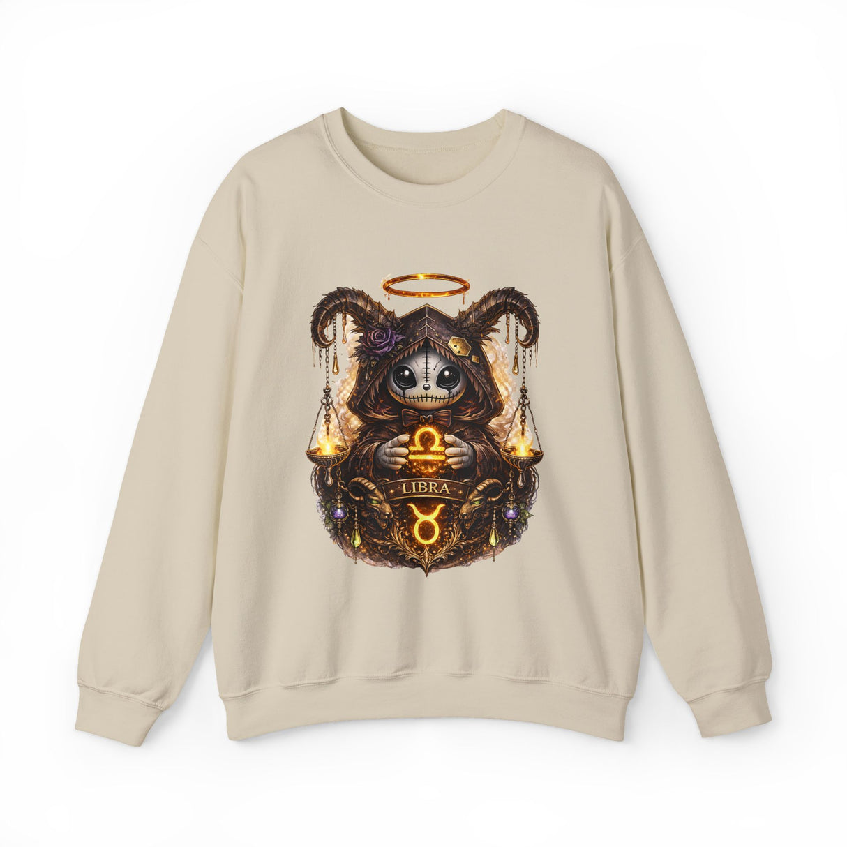 Libra Zodiac Sign | Cute Demon Bunny with Zodiac Symbols Sweatshirt | Astrology Pagan Goth