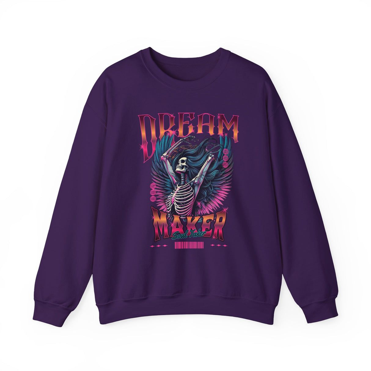 Dream Maker Skeleton with Wings Crewneck Sweatshirt | Gothic Rock Graphic