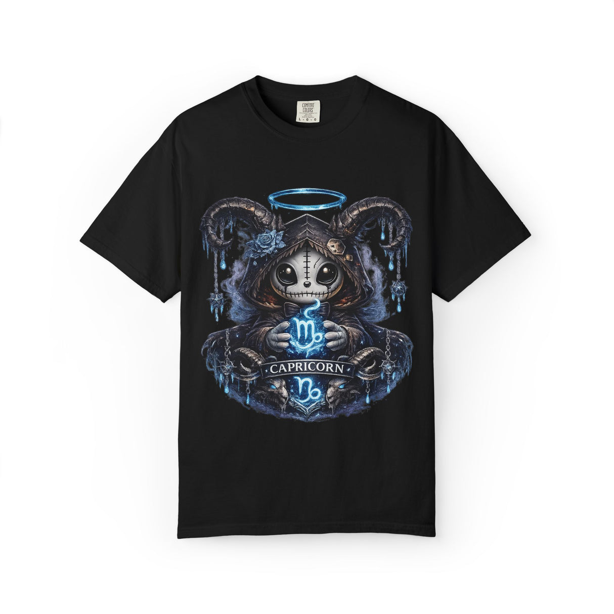Capricorn Goat Skull Illustration T-shirt | Zodiac Astrology Shirt