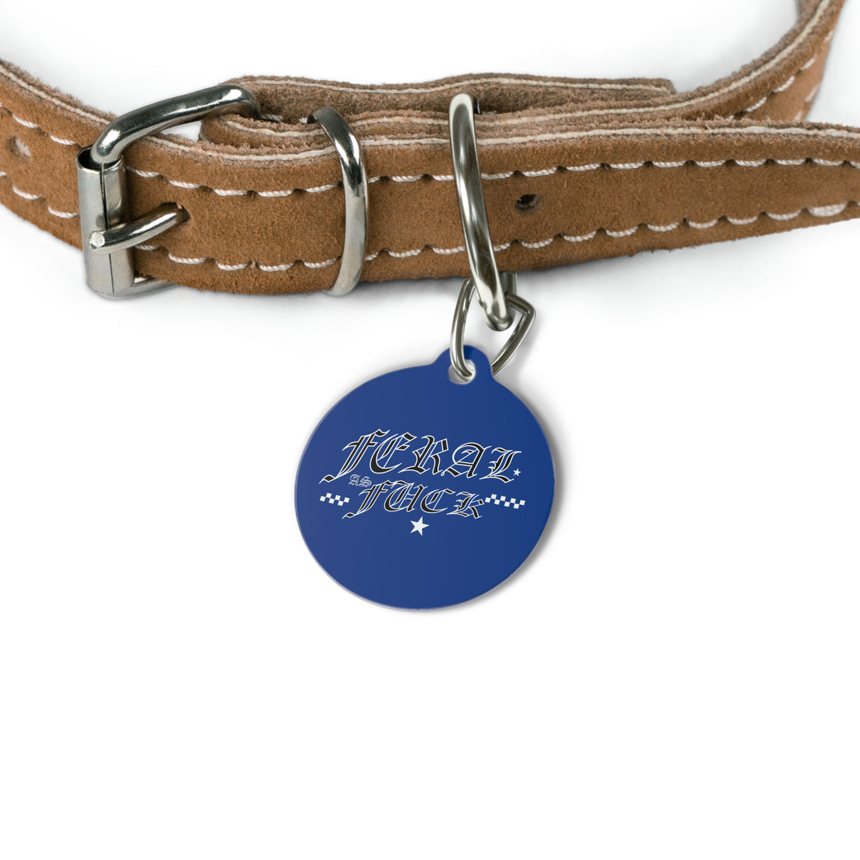 *DARK BLUE*BLACK TAG* Feral as Fuck Pet Tag - Unique Dog & Cat ID Tag