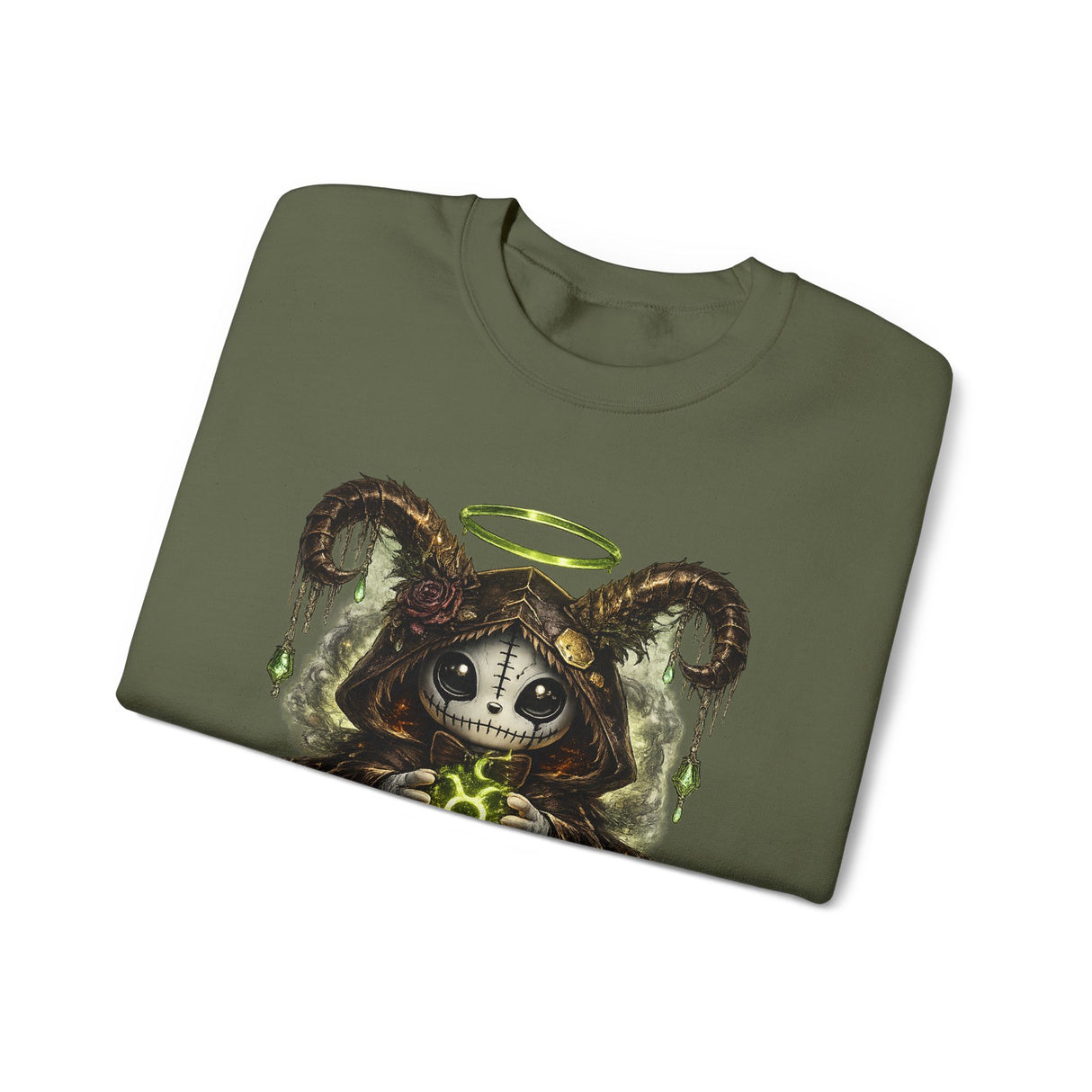 Taurus Dark Cute Goat Spirit Illustration Sweatshirt | Occult, Neon Green Zodiac