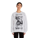 Karma Fairy Skeleton Illustration Crewneck Sweatshirt | Goth Skull Art, Boho Butterfly
