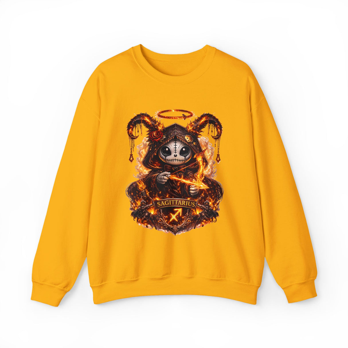 Fiery Sagittarius Ram Skull sweatshirt | Astrology Zodiac Crewneck