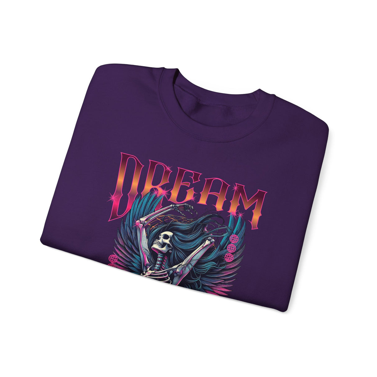Dream Maker Skeleton with Wings Crewneck Sweatshirt | Gothic Rock Graphic