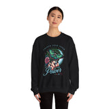 Unlock Your Inner Power crewneck sweatshirt | Moth, rose, moon illustration
