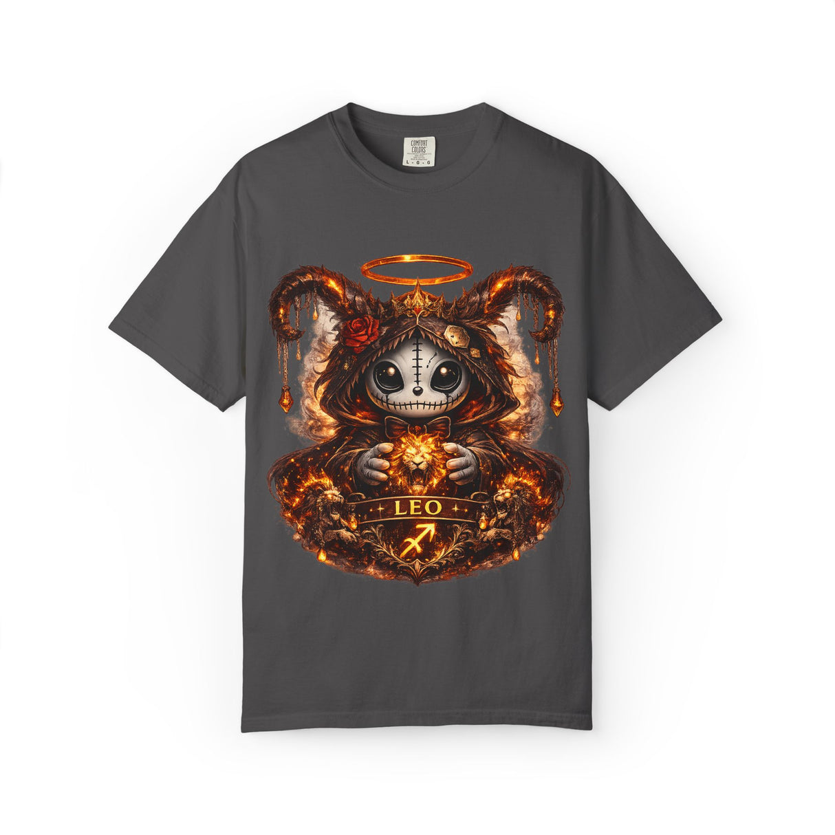 Leo Zodiac Demon Doll T-Shirt | Astrological Sagittarius Skull Illustration