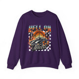 Hell on Wheels car graphic Sweatshirt | retro muscle car, flaming gates, vintage racing