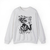 Karma Fairy Skeleton Illustration Crewneck Sweatshirt | Goth Skull Art, Boho Butterfly