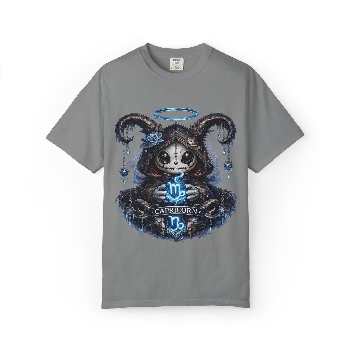 Capricorn Goat Skull Illustration T-shirt | Zodiac Astrology Shirt