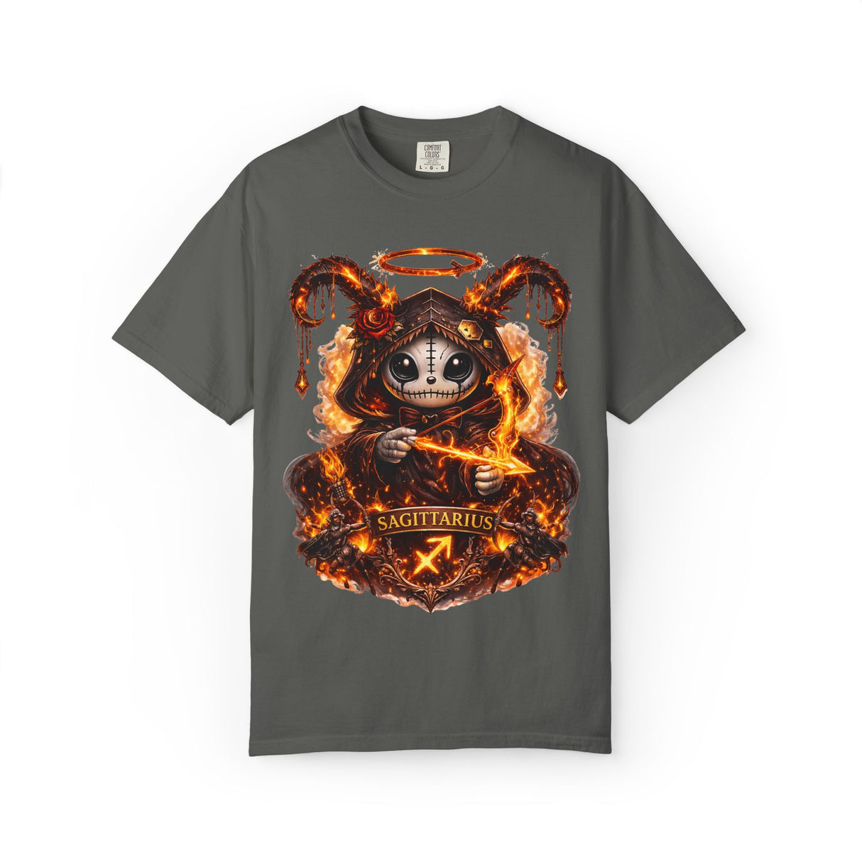 Fiery Sagittarius Skull Archer T-shirt | Zodiac Archer Graphic Tee