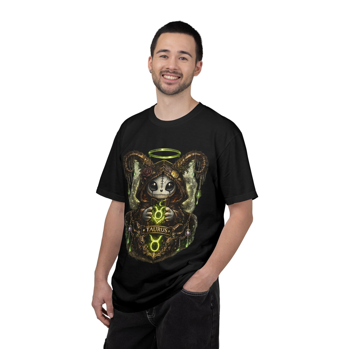 Taurus Ram Headdress Skull T-shirt | Zodiac Astrology Graphic Tee