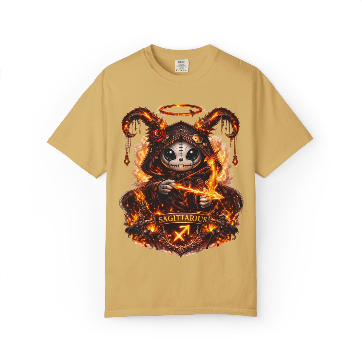Fiery Sagittarius Skull Archer T-shirt | Zodiac Archer Graphic Tee