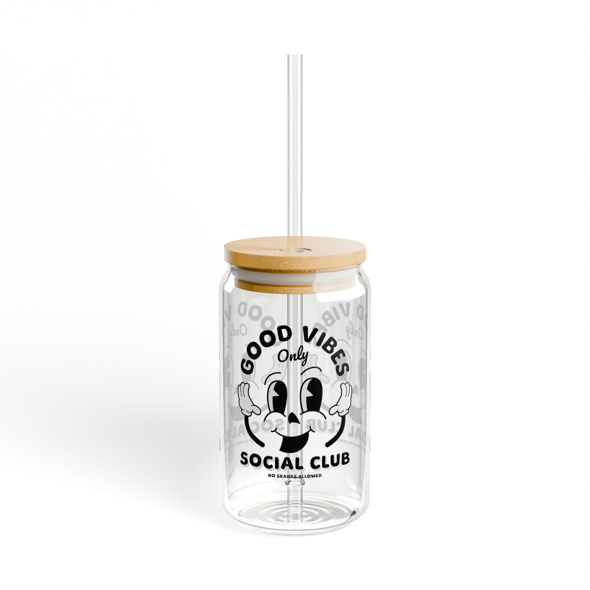 GOOD VIBES SOCIAL CLUB - Sipper Glass - 16oz with Tattoo-Inspired Design