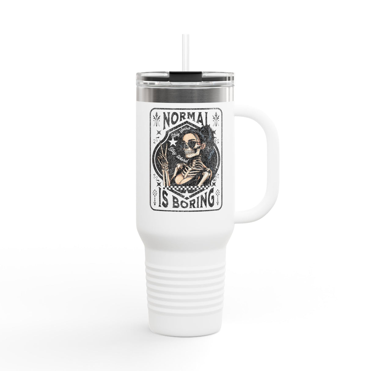 "Normal is Boring" Insulated Travel Mug, 40oz - Fun & Unique Design for Coffee Lovers
