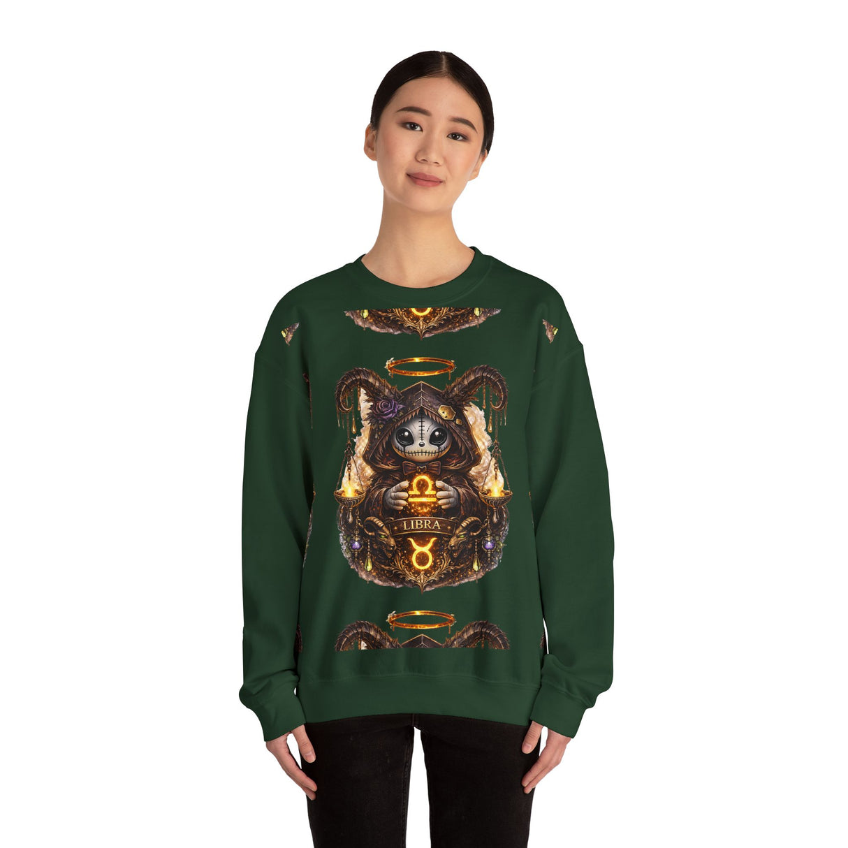 Libra Zodiac Sign | Cute Demon Bunny with Zodiac Symbols Sweatshirt | Astrology Pagan Goth