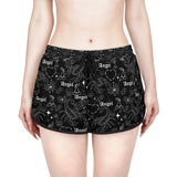 Women's Relaxed Skull Print Shorts - Angel Goth Collage