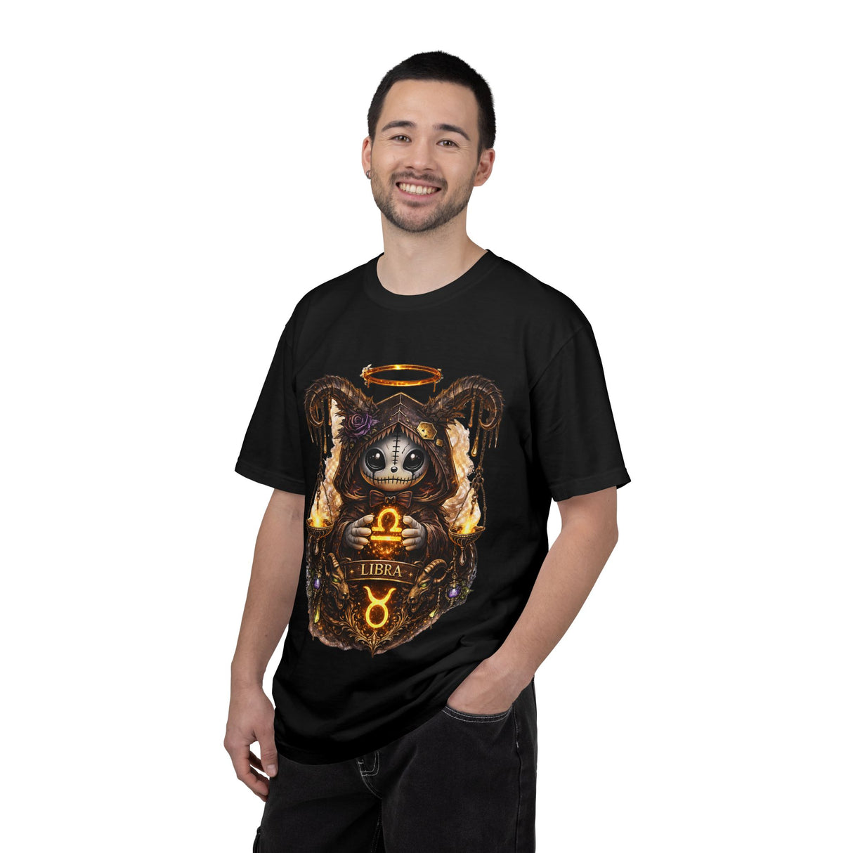 Libra Demon Cat zodiac scales T-Shirt | Astrology spooky occult tee