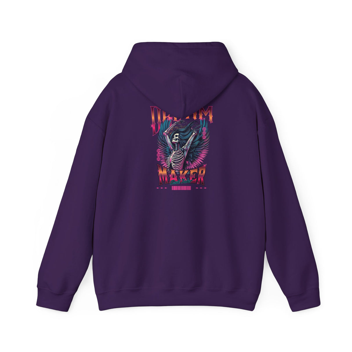 Dream Maker Skeleton Angel Hoodie ON THE BACK OF THE HOODIE | Neon Gothic Wings, Retro Vaporwave